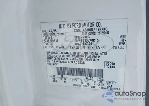 2006 Ford Escape Xlt from USA, damaged, VIN 1FMYU03ZX6KA05538